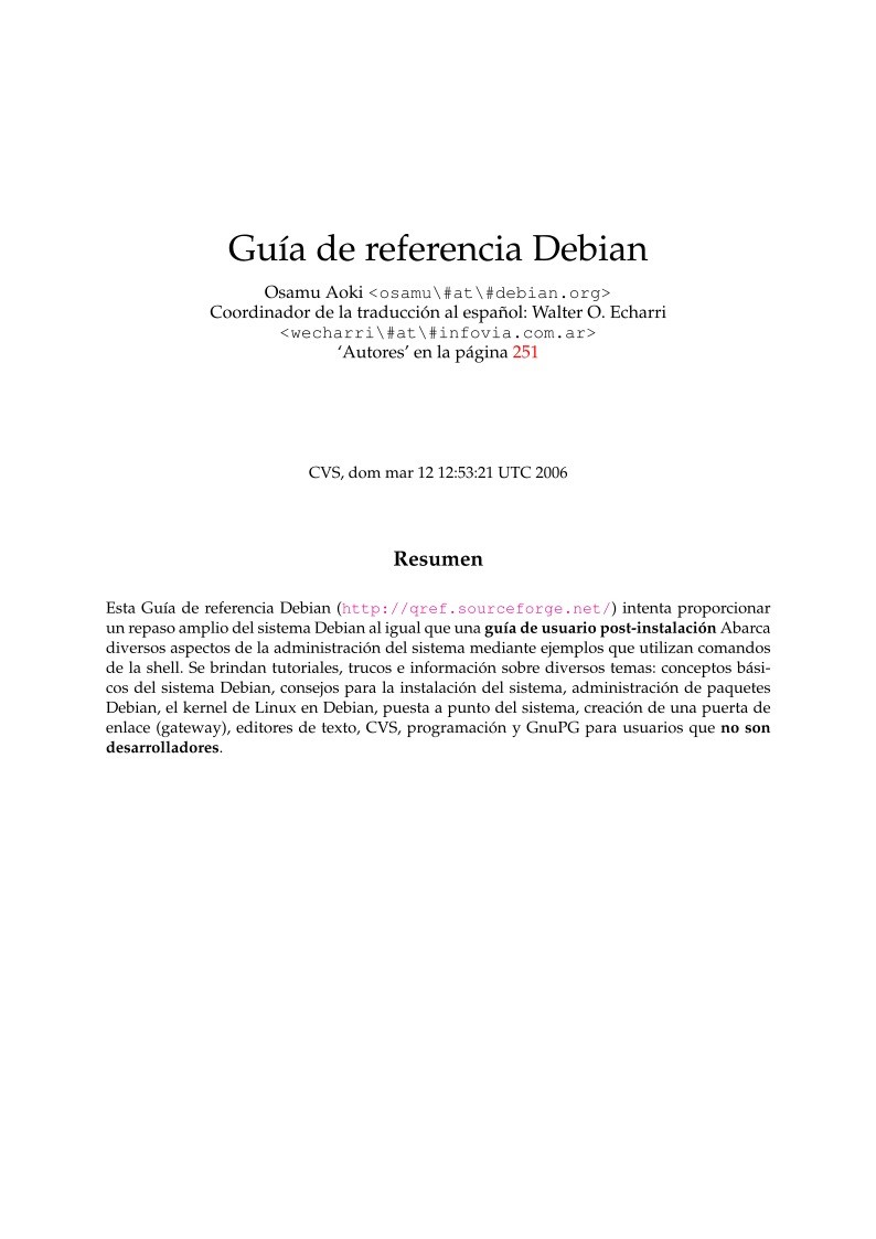 Imágen de pdf Guía de referencia Debian